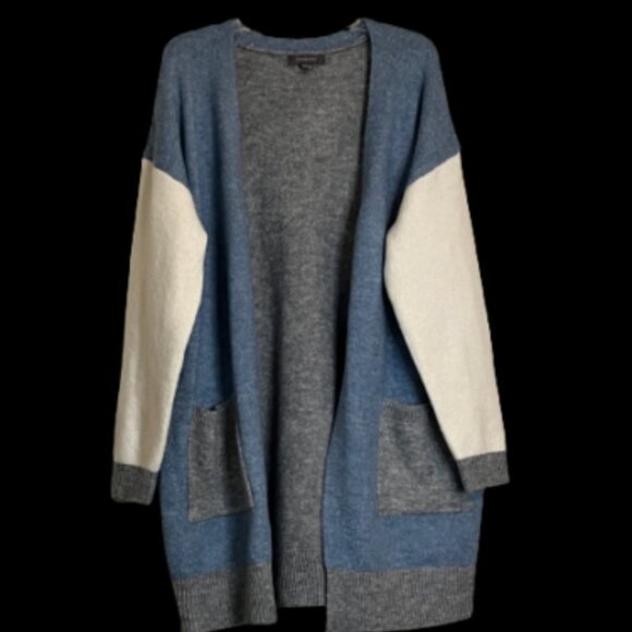 Primark Women's Open Front Color Block Cardigan Front Pockets Size XL (14-16) - Picture 3 of 8